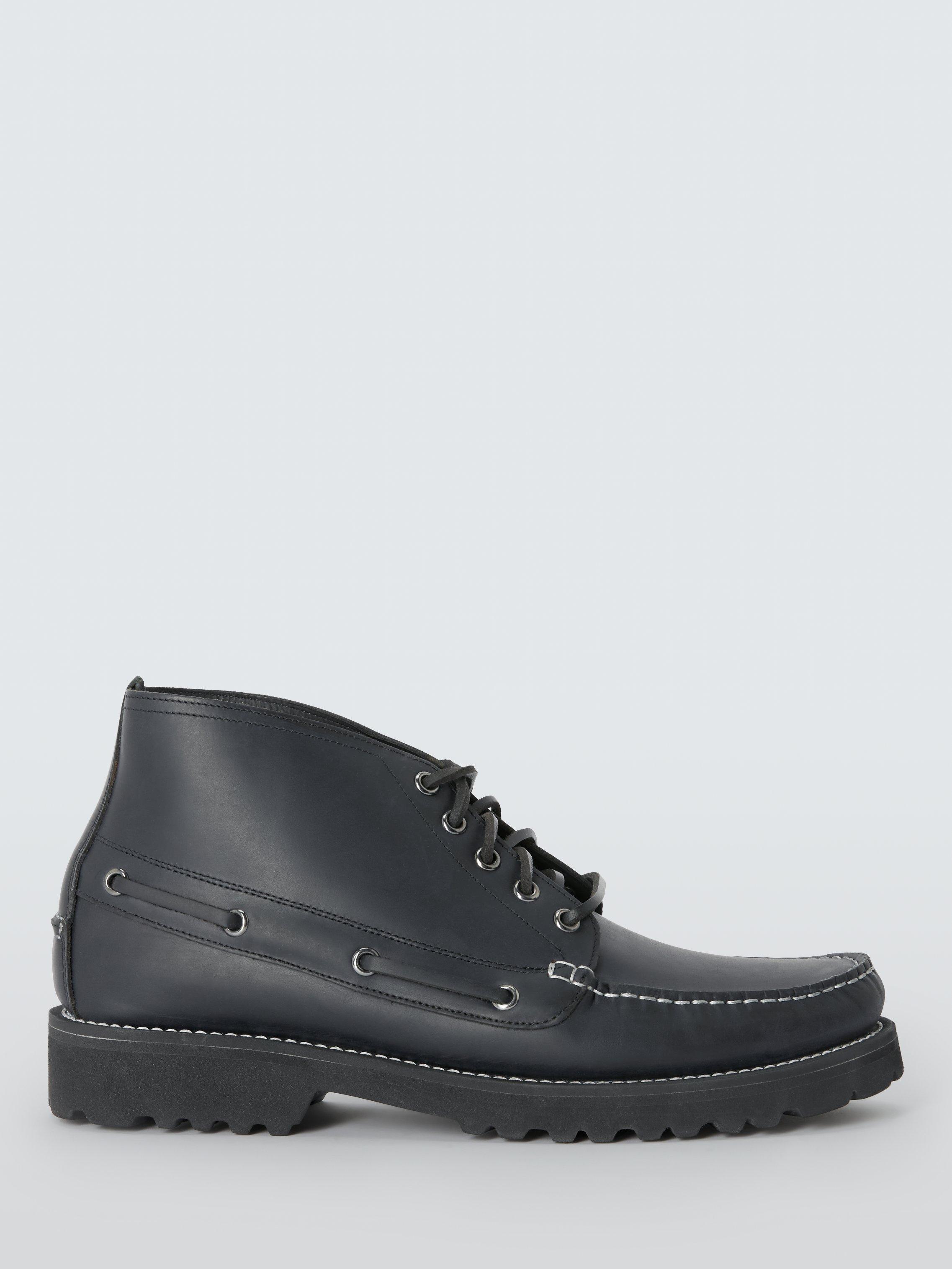 Product image 1 of 4, which shows John Lewis Beacon Leather Lace-Up Desert Boots, Midnight Black, 7