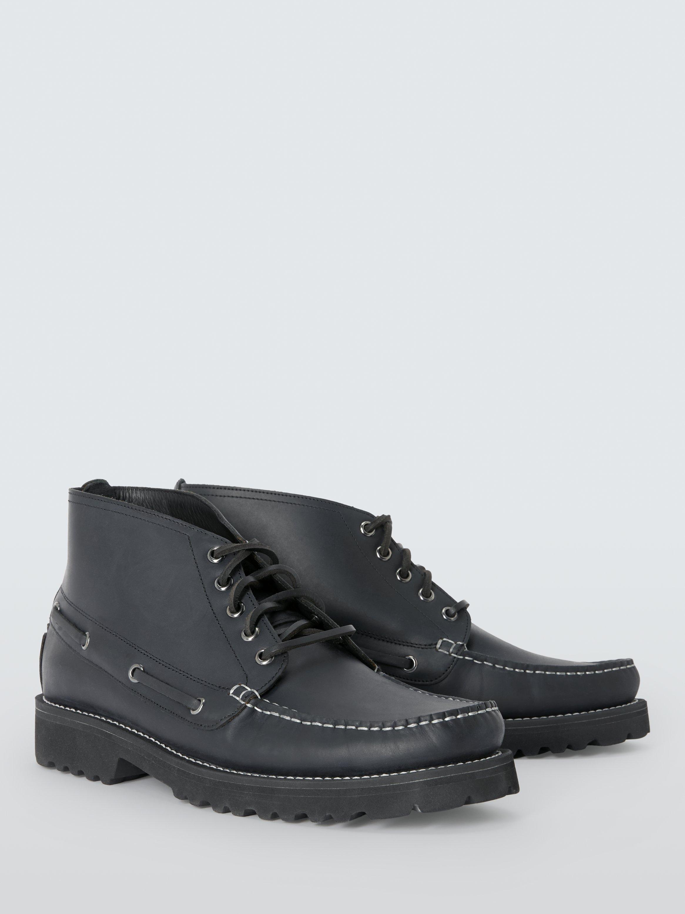 Product image 2 of 4, which shows John Lewis Beacon Leather Lace-Up Desert Boots, Midnight Black, 7