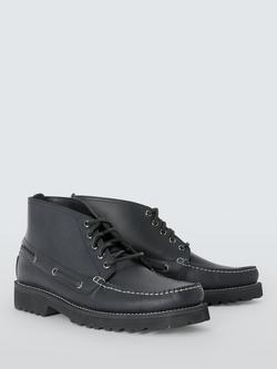 John Lewis Beacon Leather Lace-Up Desert Boots, Midnight Black - view 2, Midnight Black