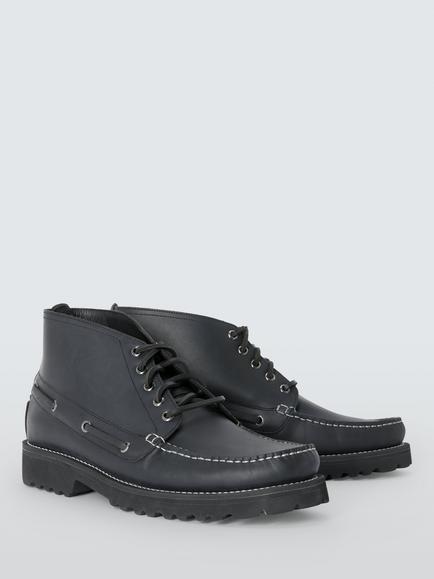 John Lewis Beacon Leather Lace-Up Desert Boots, Midnight Black - view 2, Midnight Black