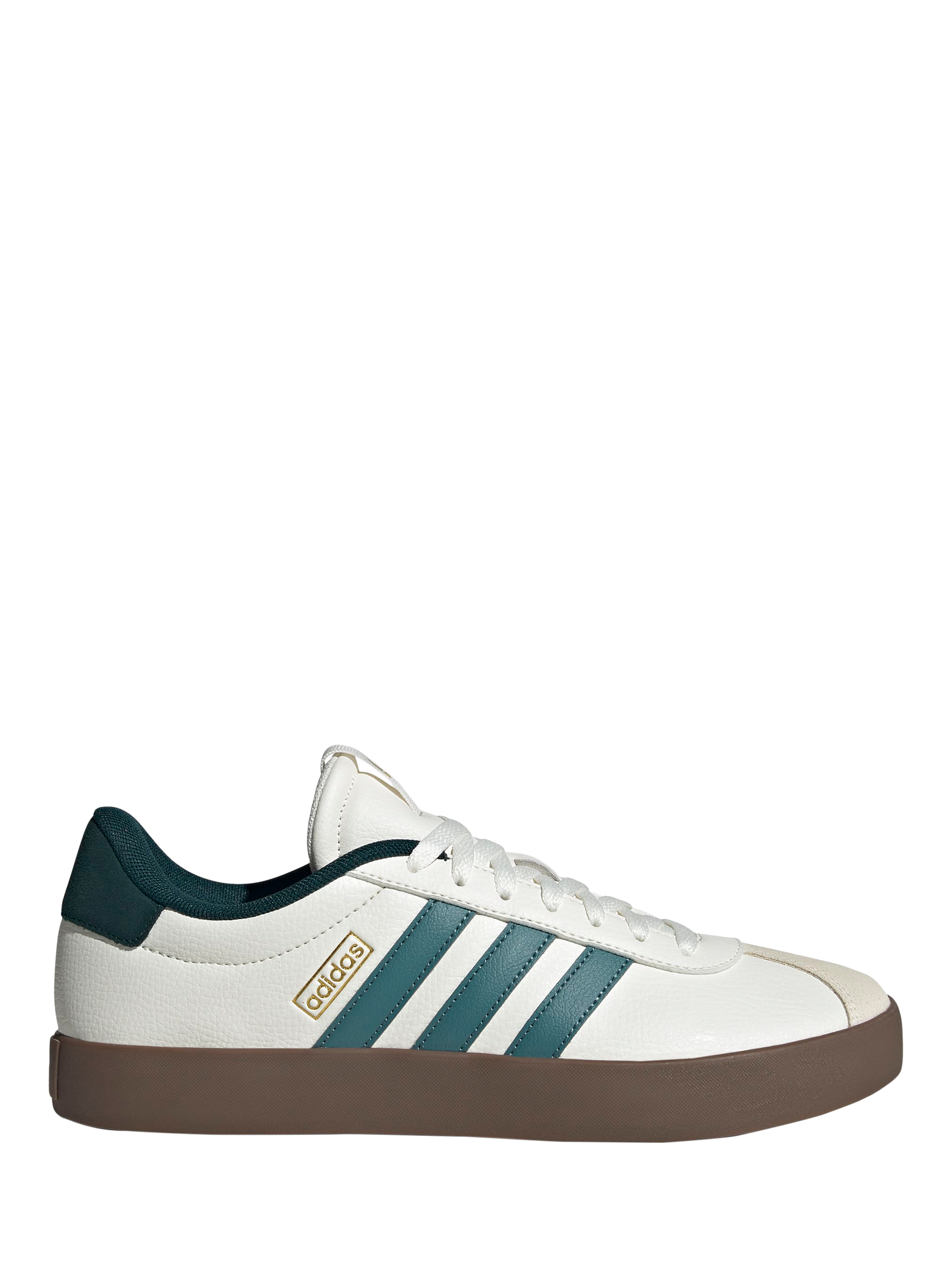Product image 1 of 6, which shows adidas VL Court Suede Lace Up Trainers, White/Green, 7