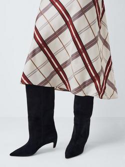 John Lewis Somerset Suede Pointed Toe Knee High Boots, Black - view 2, Black