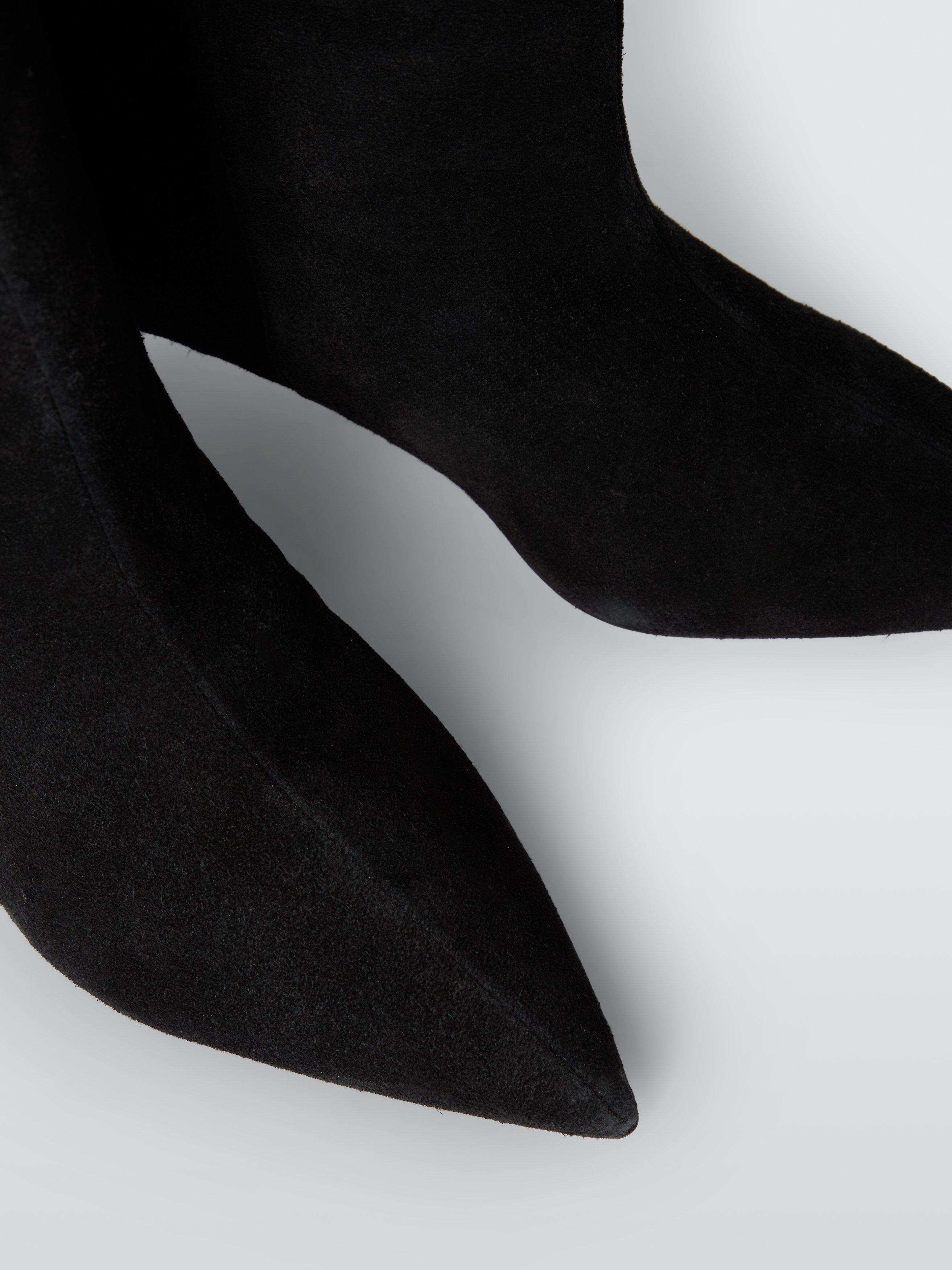 Product image 4 of 6, which shows John Lewis Somerset Suede Pointed Toe Knee High Boots, Black, 3