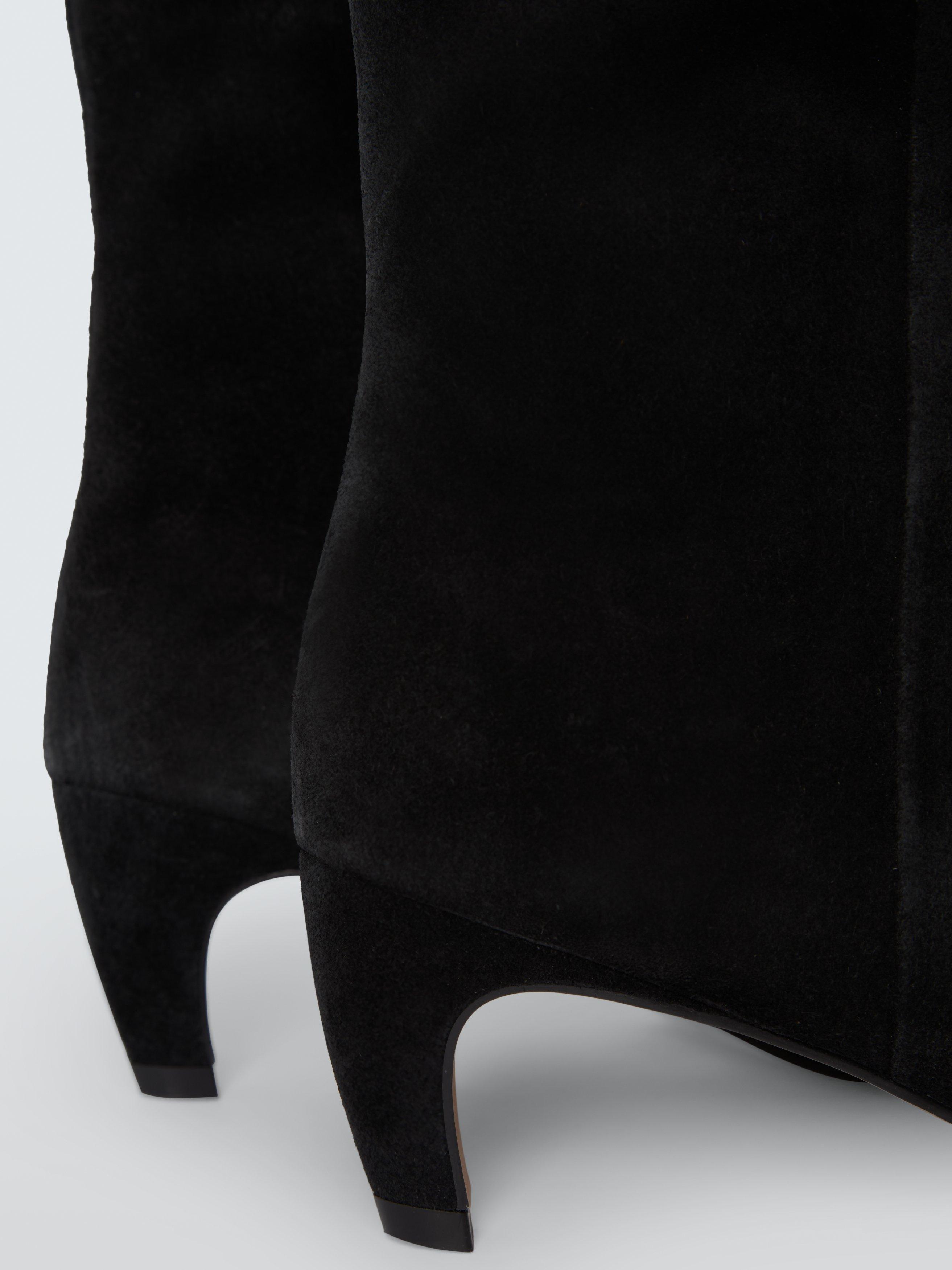 Product image 5 of 6, which shows John Lewis Somerset Suede Pointed Toe Knee High Boots, Black, 3