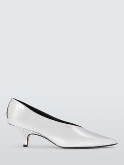 John Lewis Archer Kitten Heel Court Shoes, Silver, Silver
