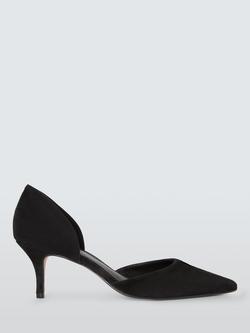John Lewis Darwen Suede Essential Heel Open Dorsay Court Shoes, Black, Black