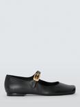 John Lewis Harbour Leather Asymmetric Mary Jane Ballerina Pumps, Black