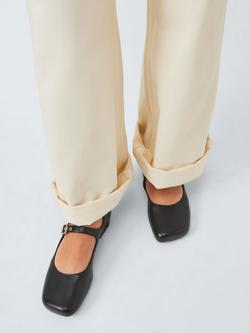 John Lewis Harbour Leather Asymmetric Mary Jane Ballerina Pumps, Black - view 2, Black