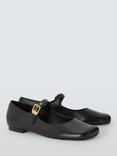 John Lewis Harbour Leather Asymmetric Mary Jane Ballerina Pumps, Black