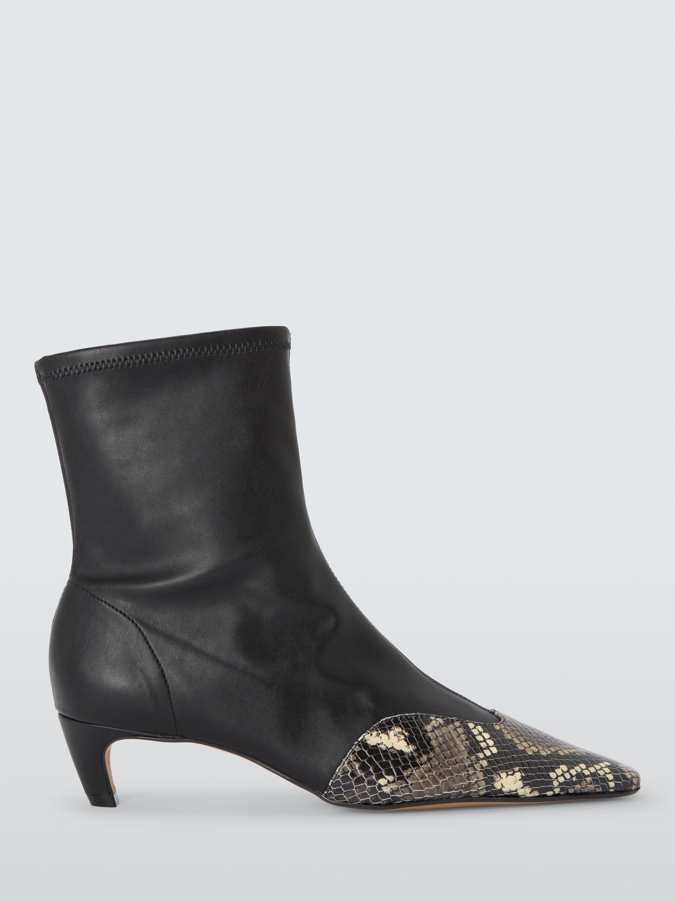 Product image 1 of 5, which shows John Lewis Olsen Leather Blend Chip Toe Ankle Boots, Black, 5