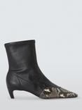 John Lewis Olsen Leather Blend Chip Toe Ankle Boots, Black