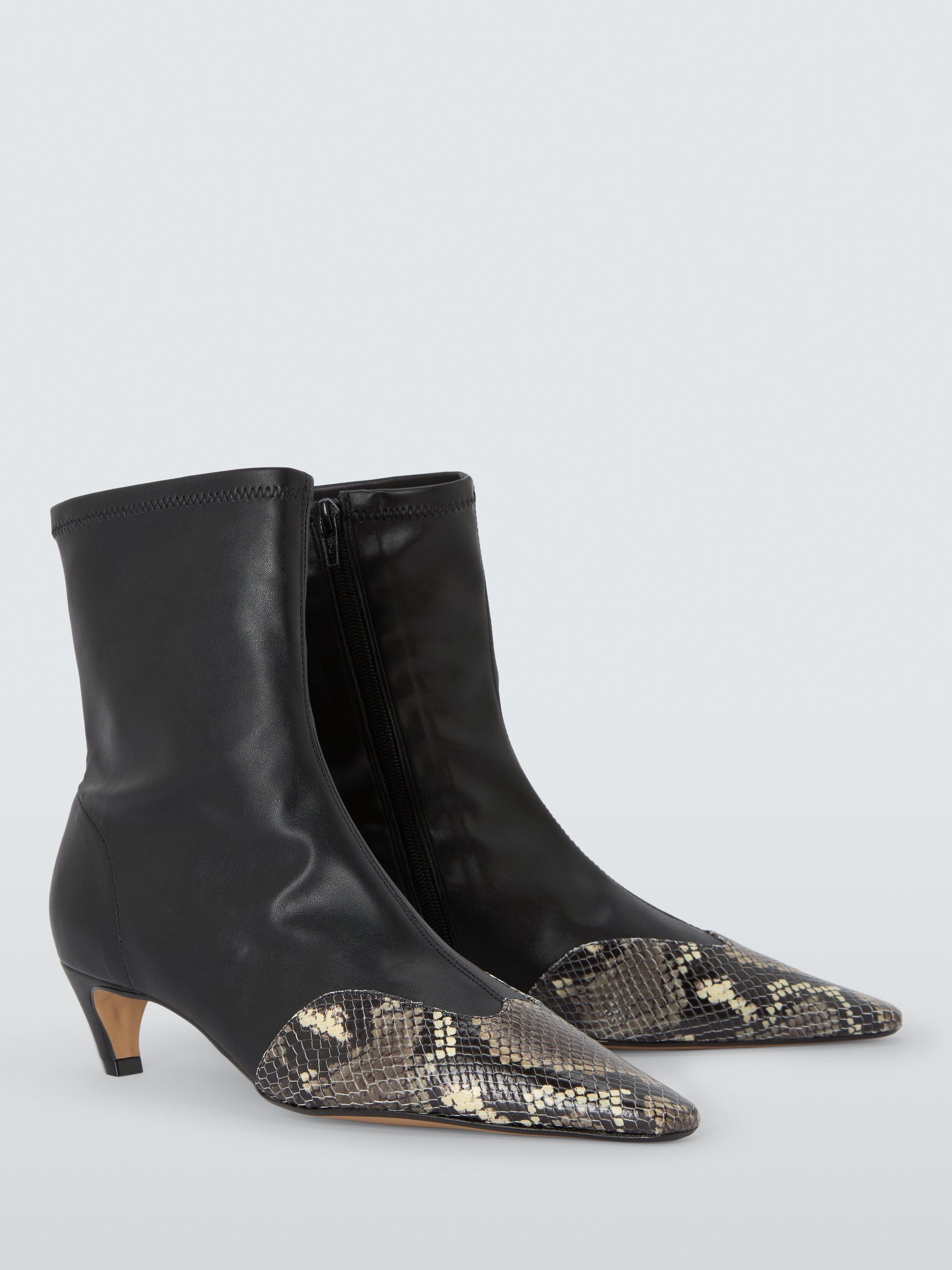 Product image 3 of 5, which shows John Lewis Olsen Leather Blend Chip Toe Ankle Boots, Black, 5