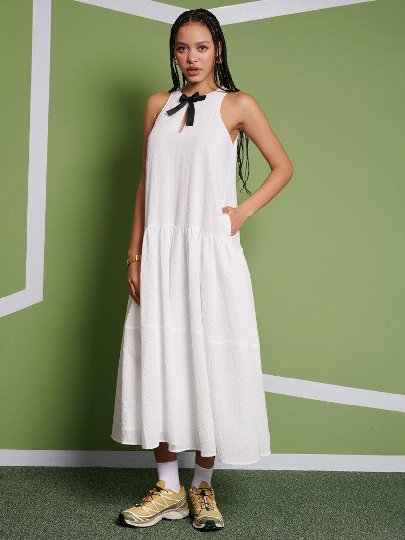 Product image 1 of 6, which shows GHOSPELL Nicola Oversized Midi Dress, White, 6