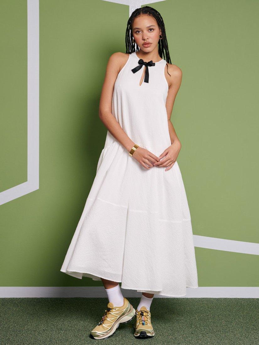 Product image 2 of 6, which shows GHOSPELL Nicola Oversized Midi Dress, White, 6