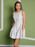 GHOSPELL Serena Zebra Mini Dress, Blue/White