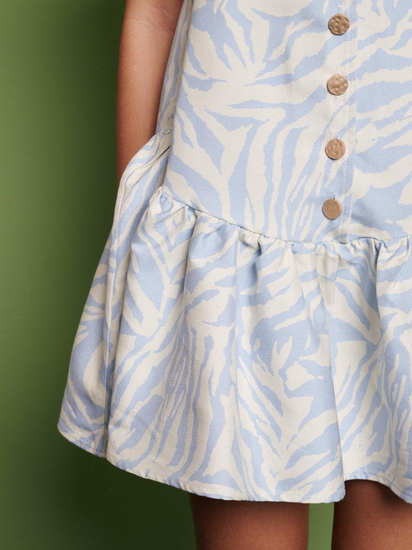 Product image 6 of 6, which shows GHOSPELL Serena Zebra Mini Dress, Blue/White, 6