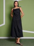 GHOSPELL Venus Drop Waist Midi Dress, Black