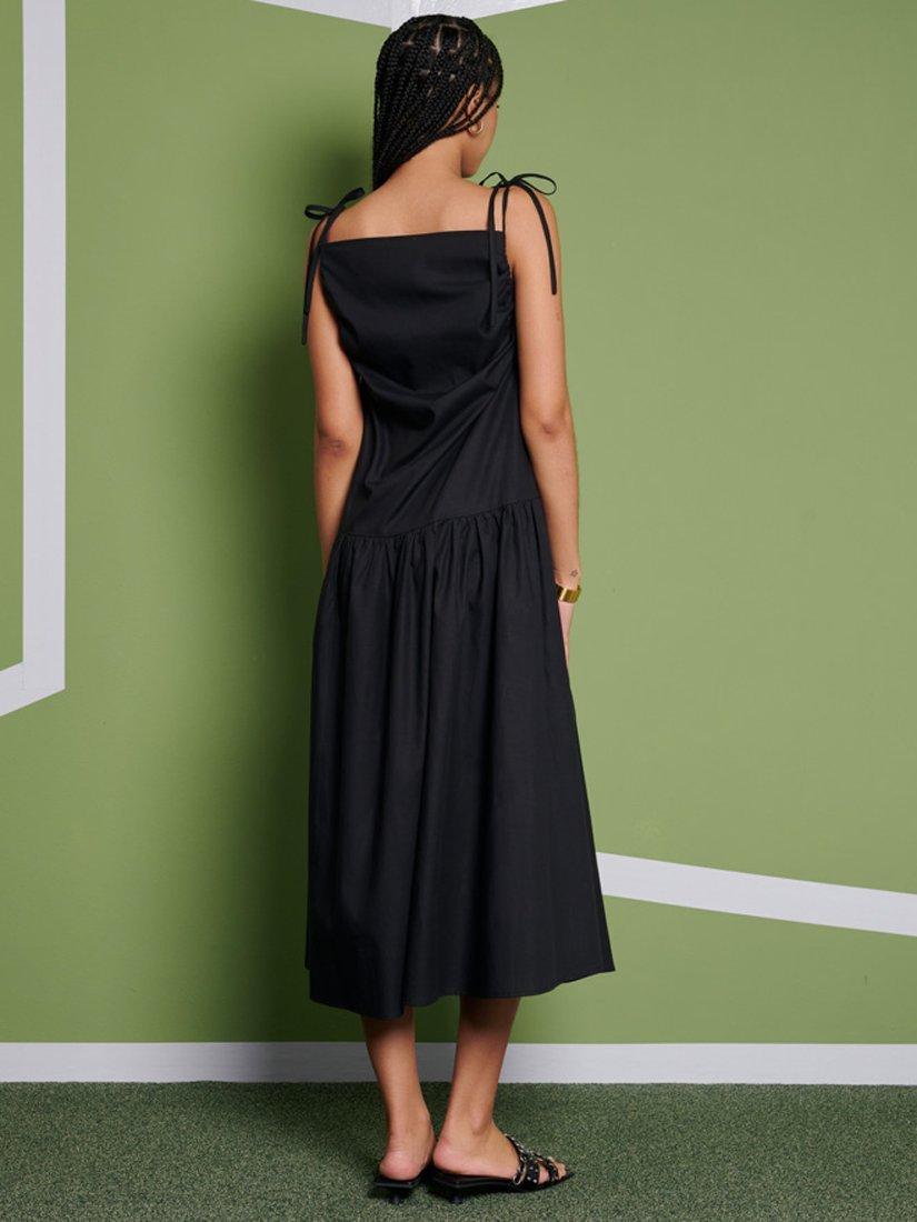 Product image 4 of 6, which shows GHOSPELL Venus Drop Waist Midi Dress, Black, 8