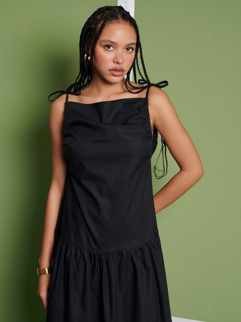 Product image 5 of 6, which shows GHOSPELL Venus Drop Waist Midi Dress, Black, 8
