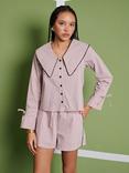 GHOSPELL Dara Textured Stripe Shirt, Pink