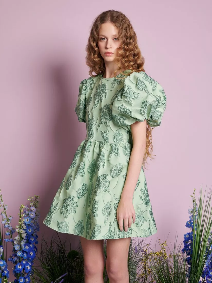 sister jane☆Clover Jacquard Mini Dress ワンピース【UK発】 Sister Jane Clover Jacquard Floral Mini Dress, Green