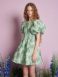Sister Jane Clover Jacquard Floral Mini Dress, Green