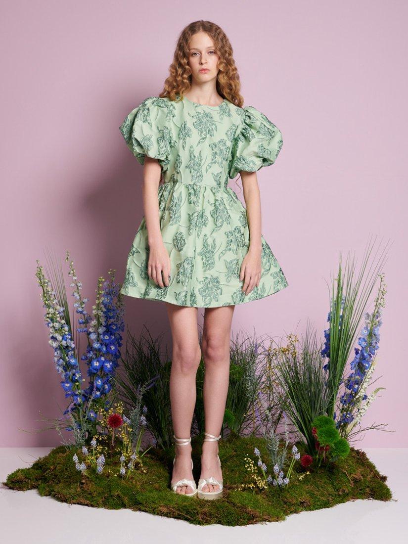 Product image 2 of 6, which shows Sister Jane Clover Jacquard Floral Mini Dress, Green, 6