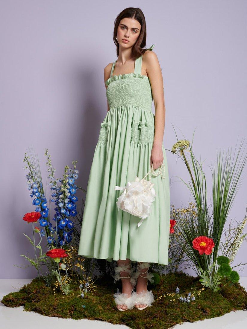 Product image 1 of 6, which shows Sister Jane Grassland Cross Strap Midi Dress, Green, 6
