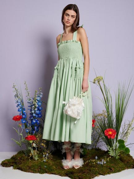 Sister Jane Grassland Cross Strap Midi Dress, Green, Green
