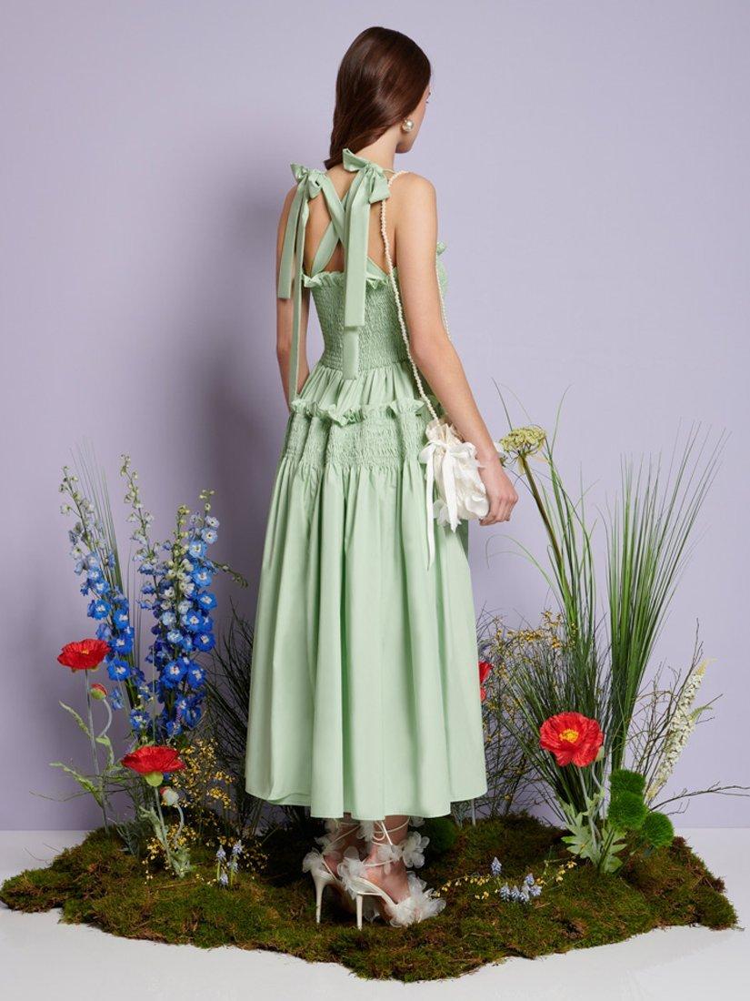 Product image 4 of 6, which shows Sister Jane Grassland Cross Strap Midi Dress, Green, 6