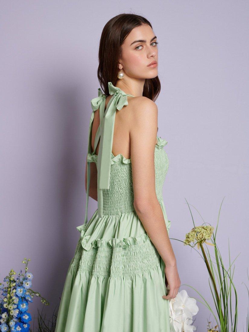 Product image 5 of 6, which shows Sister Jane Grassland Cross Strap Midi Dress, Green, 6