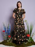 Sister Jane Wood Lily Embroidered Floral Maxi Dress, Black/Multi