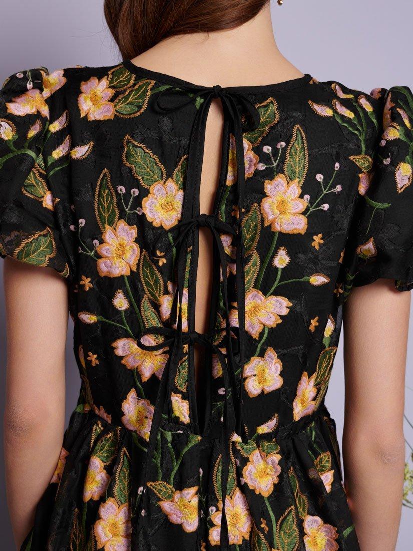 Product image 6 of 6, which shows Sister Jane Wood Lily Embroidered Floral Maxi Dress, Black/Multi, 6