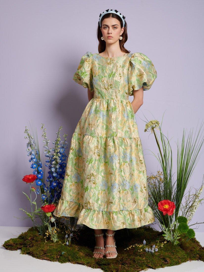 Product image 1 of 6, which shows Sister Jane Pasque Floral Jacquard Dress, Multi, 6