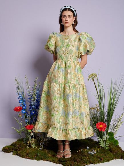Sister Jane Pasque Floral Jacquard Dress, Multi, Multi