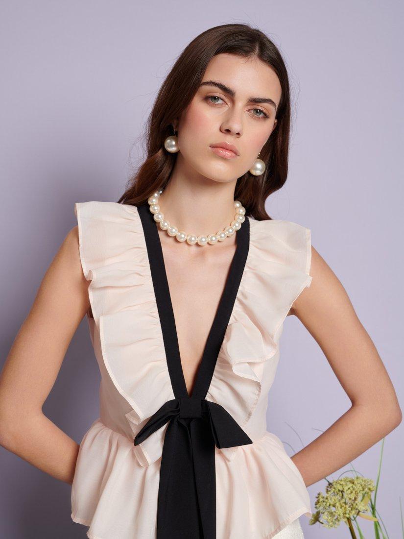 Product image 4 of 5, which shows Sister Jane Haven Sleeveless Ruffle Top, Cream, 6