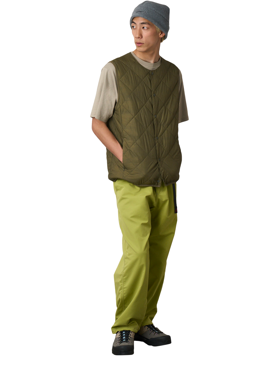 Product image 1 of 3, which shows Gramicci Plain Quilted Gilet, Deep Laurel, S