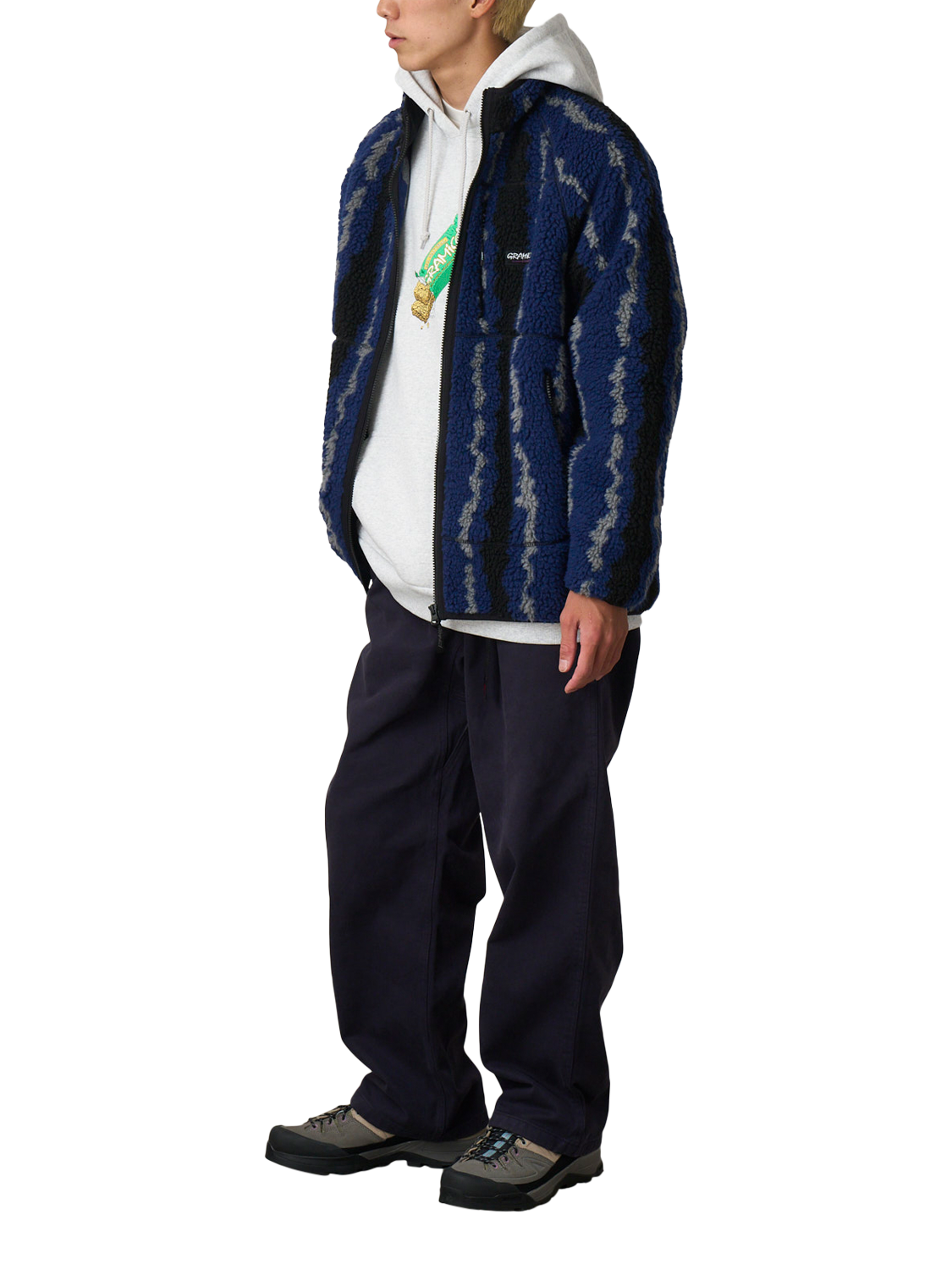 Product image 1 of 4, which shows Gramicci Abstract Zip Front Fleece Jacket, Navy Ripple, S