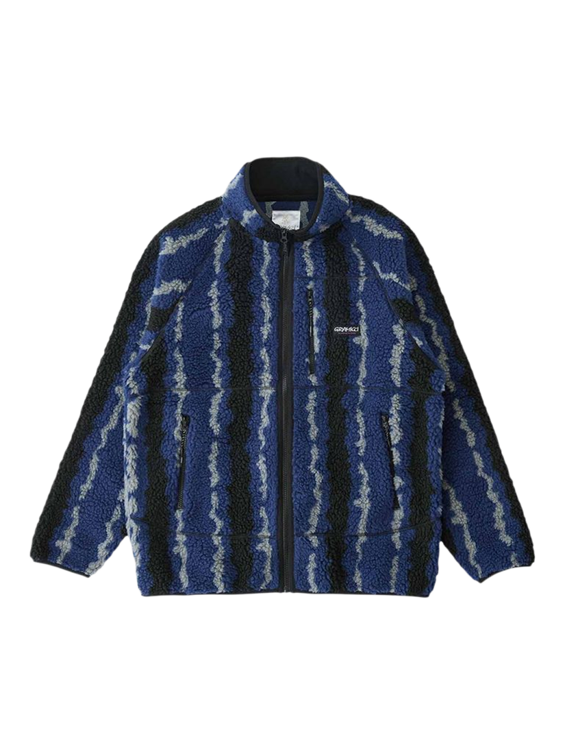 Product image 3 of 4, which shows Gramicci Abstract Zip Front Fleece Jacket, Navy Ripple, S