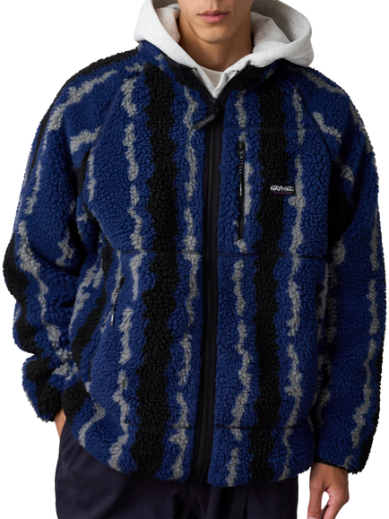 Gramicci Abstract Zip Front Fleece Jacket - view 2, Navy Ripple