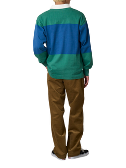 Gramicci Colour Block Cotton Rugby Shirt - view 2, Cerulean / Emerald