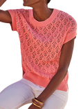 Pure Collection Cotton Lace Knit Top, Pink