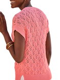 Pure Collection Cotton Lace Knit Top, Pink