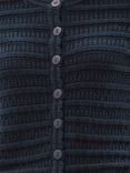 Pure Collection Short Sleeve Crochet Trim Cardigan, Navy