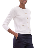 Pure Collection Cotton Twist Textured Cardigan, White