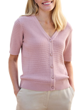 Pure Collection Cotton Smart Cardigan, Pink