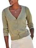 Pure Collection Linen Blend Sparkle Cardigan, Khaki