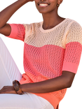 Pure Collection Sunset Stripe Top, Pink/Multi