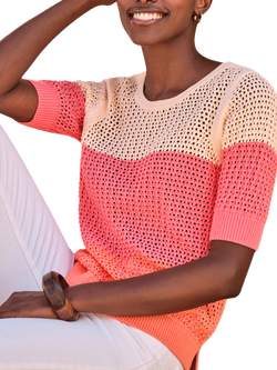 Pure Collection Sunset Stripe Top, Pink/Multi, Pink/Multi