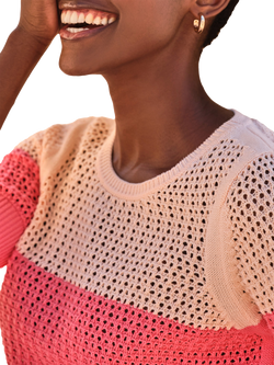 Pure Collection Sunset Stripe Top, Pink/Multi - view 2, Pink/Multi